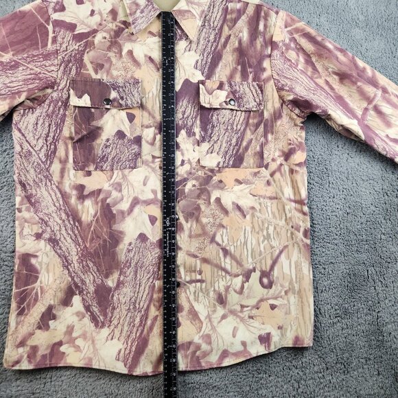 VTG 90's Mossy Oak Camo Hunting Shirt Shacket Men's Large Snap Front USA Made - Picture 2 of 11